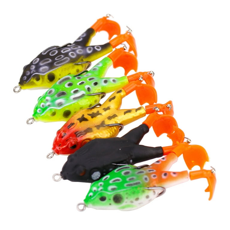 Soft Frog Bait Double Propellers Legs 3D Eyes 9cm Lifelike Silicone Skin Pattern Frog Lure for Bass Snakehead Pike, Size: Large