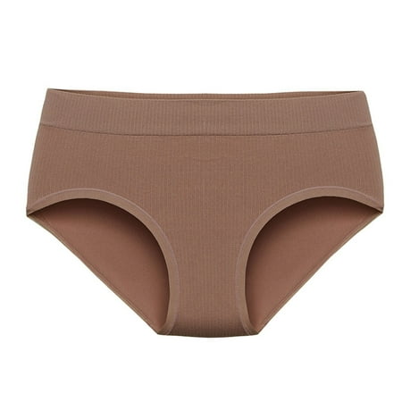 Scyoekwg Women s Cotton Underwear Mid Waisted Underwear Stretchy Comfort Leak Proof Crotch Underwear Panties Ladies Underpants Hipster Panties Solid Color Underpants(Khaki 2XL)