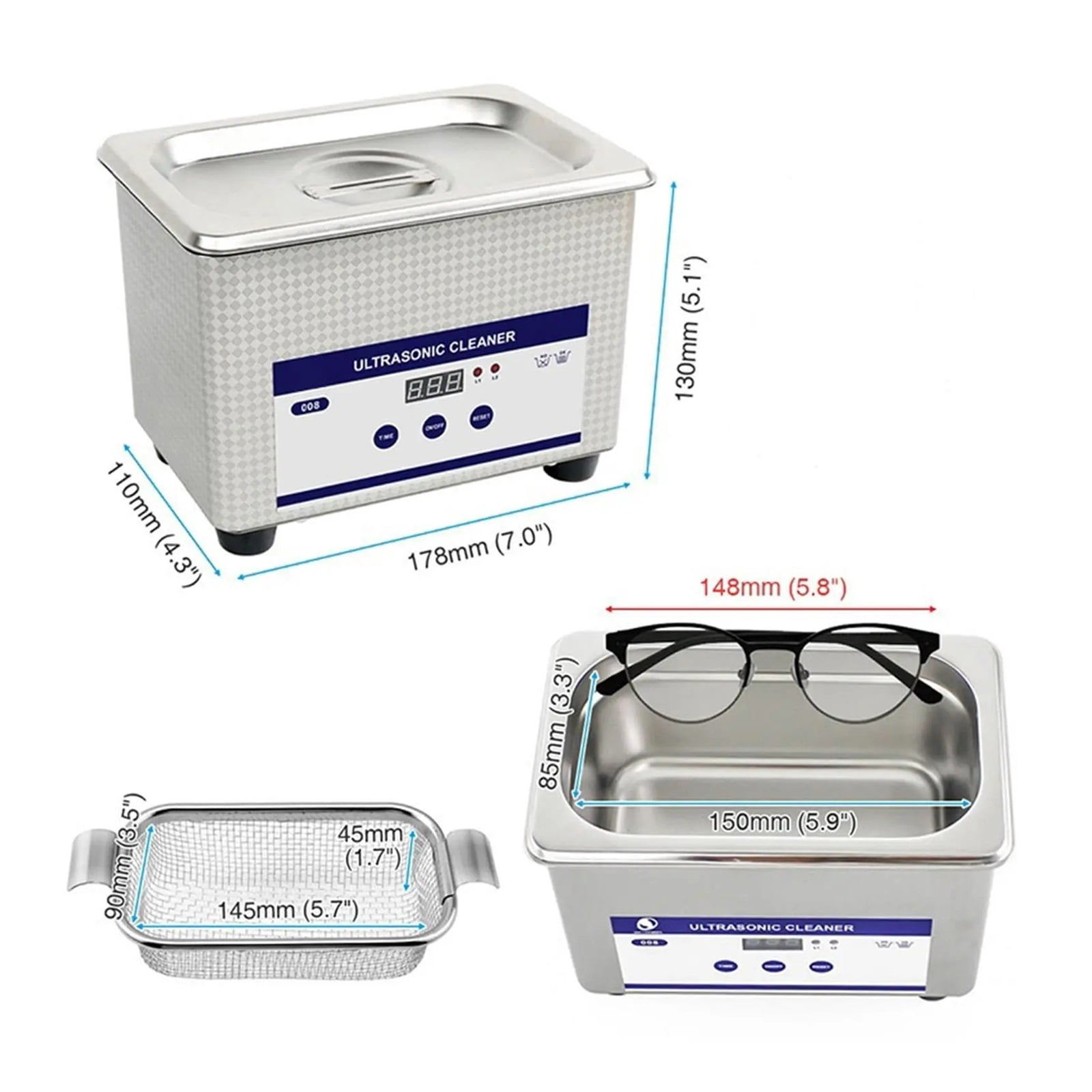 Ultrasonic Cleaner Ultrasound Glasses Jewelry Cleaner 40KH High Frequency Ultrasonic Washing Bath for Glasses Jewelry Cleaning