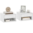 thumbnail image 1 of HOMCOM Floating Bedside Tables Set of 2, Wall-Mounted Nightstand White, 1 of 10