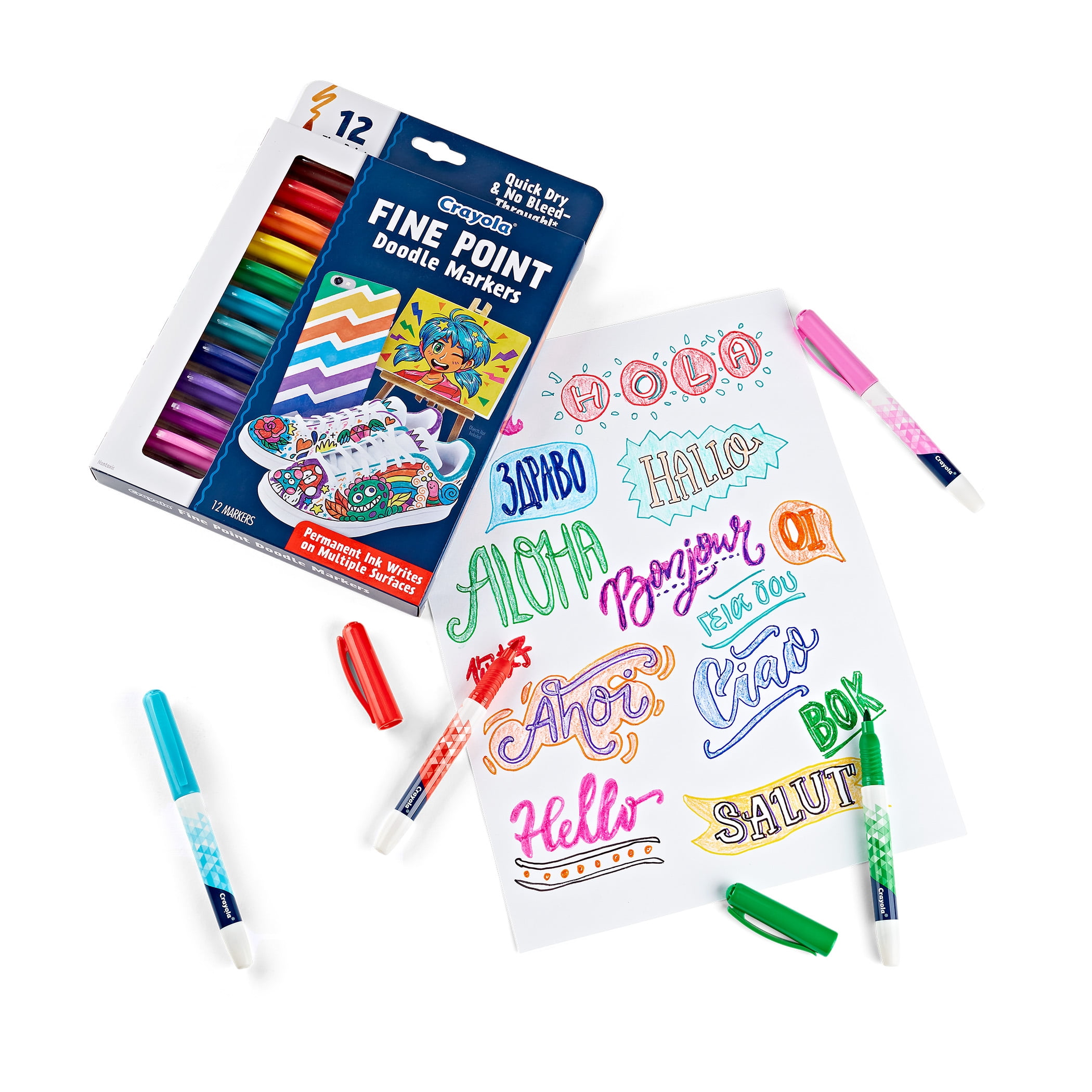 Crayola Doodle & Draw Fine Point Doodle Marker, 12 Per Pack, 2 Packs