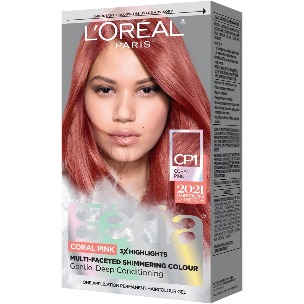 コーラル L'Oreal Paris Feria Dye Kit, Permanent Hair Color, Coral