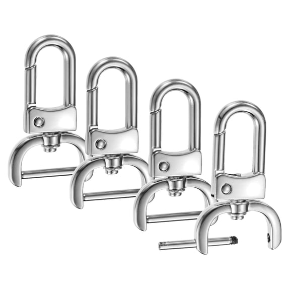 Uxcell Swivel Clasp Hooks [4pcs] - Key Chain Clip Hooks Use for Keychain Making - [Silver - 1.89 IN] Zinc Alloy D Ring Clip Lanyard Hardware