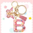 thumbnail image 3 of Llaveros con letras iniciales, llavero con letras del alfabeto, llavero de mariposa con borla rosa, 3 of 9