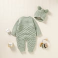 thumbnail image 2 of Baby Rompers Caps Clothes Sets Newborn Girl Boy Knitted Jumpsuits Outfits Autumn Winter Long Sleeve Toddler Infant Overalls 2pcs, 2 of 6