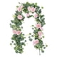 thumbnail image 2 of Guirnalda Artificial de 1,8 M con Flores, 7 Rosas Blancas, Guirnalda Floral para Centro de Mesa de Boda, Fiesta, Decoración de Camino de Mesa, 2 of 6