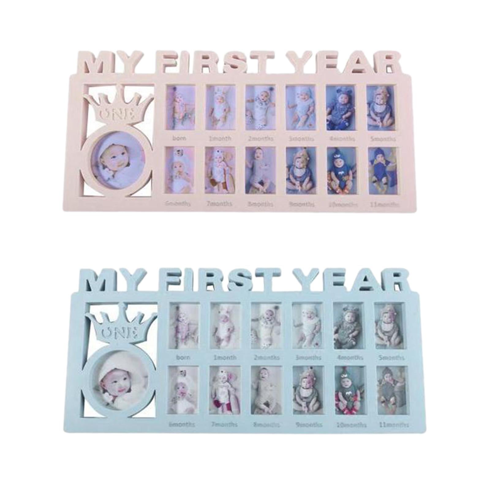 Esquirla Babys Photo Frame First Year Milestone Picture Frame Keepsake Collage Pc Glass Cardboard Backplane Suitable for Table Display Wall Hanging Birthday Gi