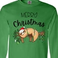 thumbnail image 4 of Inktastic Merry Christmas Cute Sloth with Santa Hat and Lights Long Sleeve T-Shirt, 4 of 5