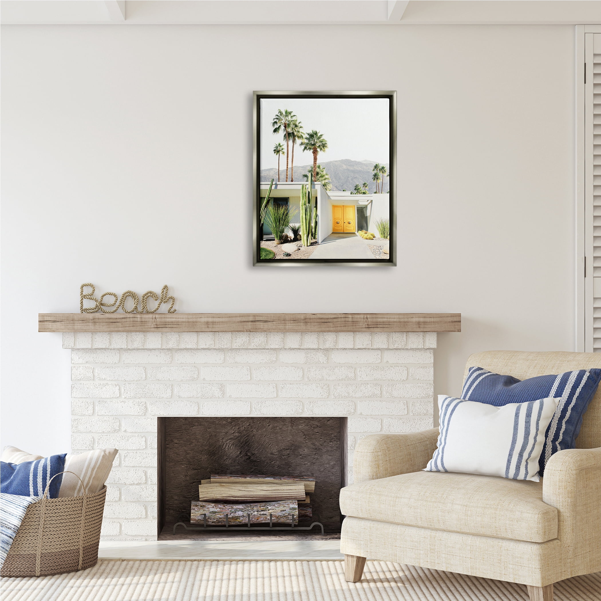 Stupell Industries Palm Springs House Photography Botanical & Floral Photography Gray Floater Framed Art Print Wall Art, 25 x 31