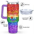 thumbnail image 3 of Rainbow Gradient Heart 40 Oz Tumbler with Handle Lid and Straw, Stainless Steel Double Walled Vacuum Insulated Cup, Cute Anniversary Wedding Birthday Gifts Tumbler for Women Men Friends Outdoor Indoor, 3 of 7
