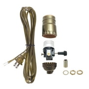 B&P Lamp® Antique Brass Socket with Matching Cord Set and Basic Hardware