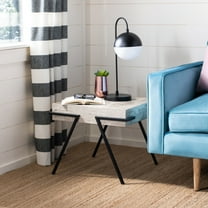 SAFAVIEH Jett Mid-Century Modern Square Accent Table, Light Grey/Black