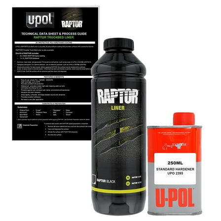Custom Shop U-Pol Raptor Black Urethane Spray-On Truck Bed Liner 1 Quart Kit with Hardener