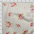 thumbnail image 3 of oneOone Cotton Flex Fabric Leaves & Peach Floral Watercolor Print Fabric by Yard 40 Inch Wide, 3 of 4