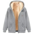 thumbnail image 2 of Ichuanyi Women's Casual Winter Warm Sherpa Lined Zip Up Hooded Sweatshirt Jacket Coat, 2 of 4