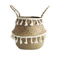thumbnail image 2 of Xinwanna Handmade Tassel Faux Seagrass Sundries Storage Basket Household Pot Container (White,M), 2 of 6