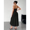 thumbnail image 2 of Black Satin Slip Dress With Spaghetti Straps And V-Neck For Evening Or Date Wear, 2 of 8