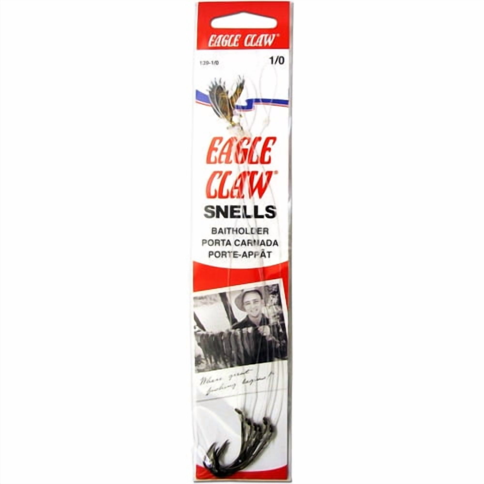 (4 pack) Eagle Claw 139H-2/0 Baitholder Snell, Bronze, Size 2/0
