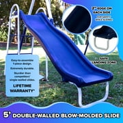 Sportspower Sierra Vista Outdoor Metal Swing Set with Trapeze, on Blow Molded Slide, and Bonus Anchor Kit