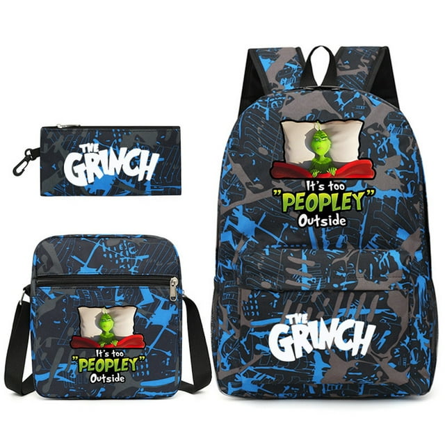 Set de mochilas Christmas Grinchses Anime School, 3 piezas