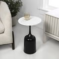 thumbnail image 2 of JONATHAN Y Pip 20.25" Classic Designer Metal Drink Table and Decorative End Table with White Marble Round Top and Bell Pedestal Base, Antique Black, END4002C, 2 of 5
