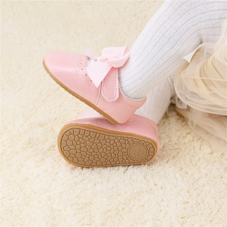 

Thaisu Baby Girls Dress Flats Cute Bow PU Leather Mary Jane Shoes Casual Walking Shoes for Newborn Infant Toddler
