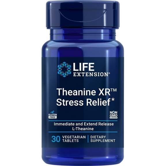 Life Extension Theanine XR™ Stress Relief – L-Theanine – Promotes a Calm Response to Daytime Stress – Non-GMO, Gluten-Free, Vegetarian – 30 Tablets
