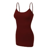Essential Basic Women's Basic Casual Long Camisole Cami Top Regular Sizes - Burgundy, S