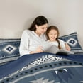 thumbnail image 5 of jejeloiu Rustic Western Aztec Bedding Comforter Set,Bohemian Geometric Pattern Twin Comforter Sets,Deepblue White Gray Bedding Set For Kids,Luxury Bedroom Decor Reversible,2 Pieces, 5 of 8