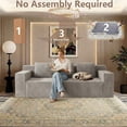 thumbnail image 4 of 71" Modern Corduroy Loveseat Sofa with Square Armrests and Memory Foam for Living Room and Bedroom, Camel, 4 of 8