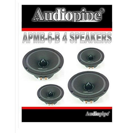 (4) audiopipe apmb-6 6.5 6 car audio loud speaker pair low mid range