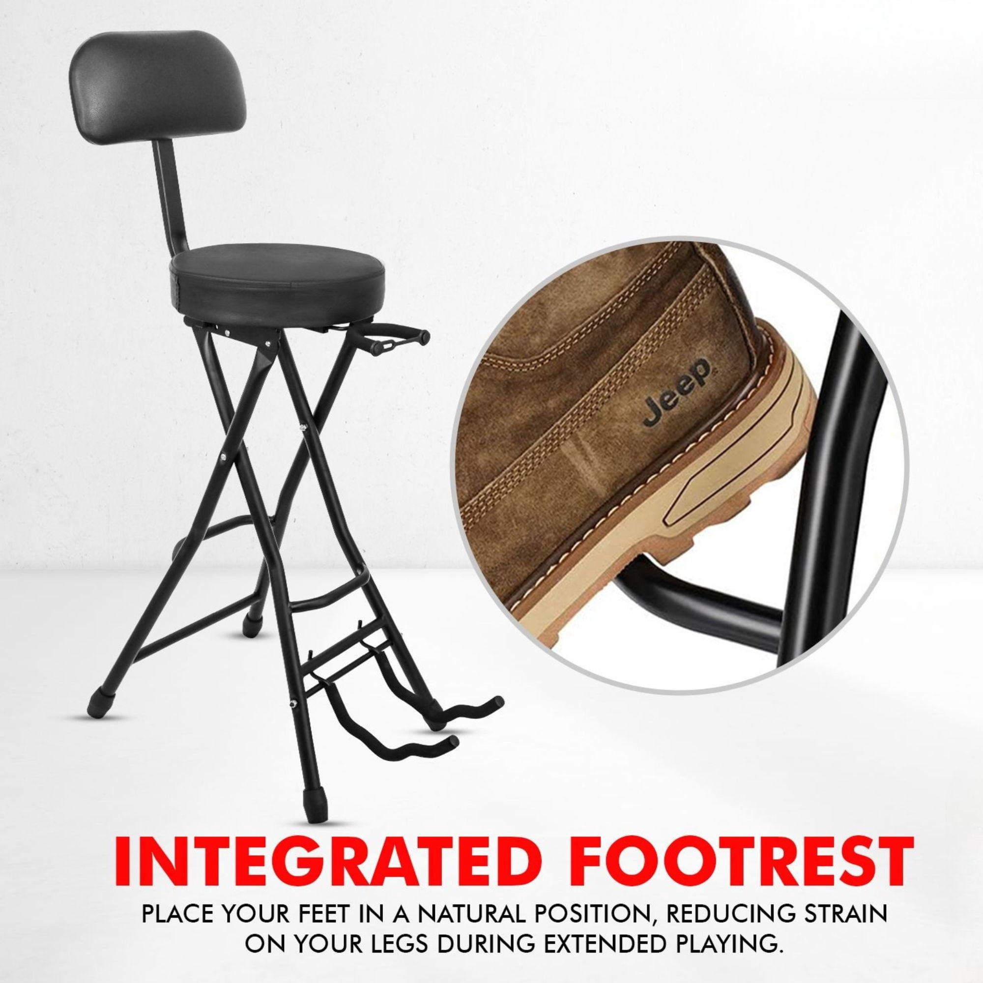 3-in-1 Adjustable Guitar Stool with Padded Seat & Built-in Stand