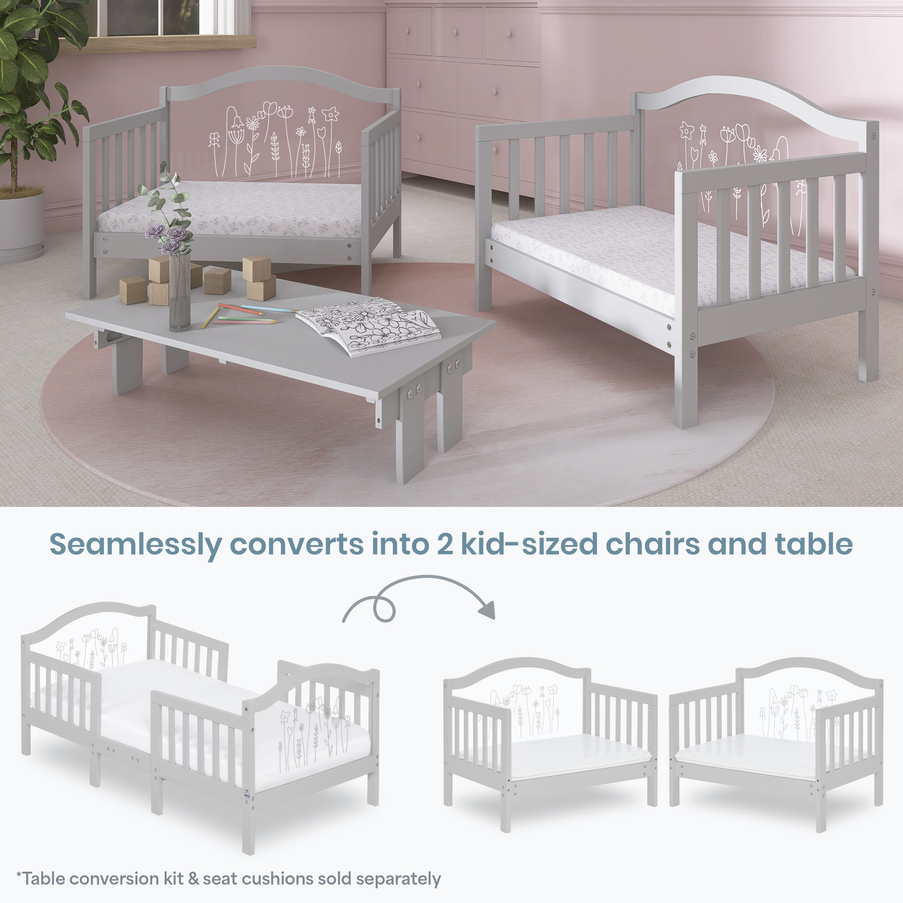 Dream On Me Rosie Toddler Bed In Grey