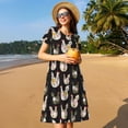 thumbnail image 4 of Easygdp Flowe Rooster para Vestido Transpirable de Mujer, Vestido Suelto de Manga Corta con Pliegues y Bolsillos para el Verano, 4 of 6