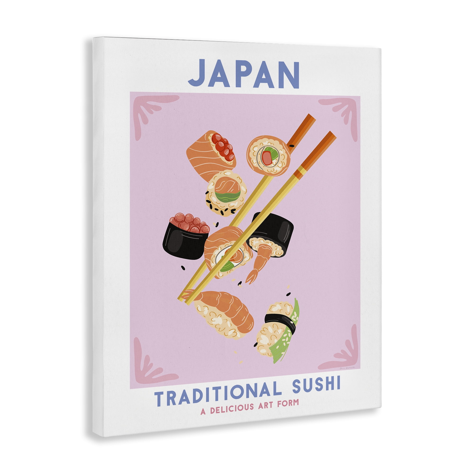 Stupell Industries Japanese Traditional Sushi Food & Beverage Painting Wrapped Canvas Art Print Wall Art, 16 x 20