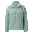 thumbnail image 6 of Manxivoo Winter Coat Ladies Solid Color Zipper Corduroy Filled Cotton Stand Collar Casual Jacket Breadwear Puffer Jacket Womens Mint Green, 6 of 7