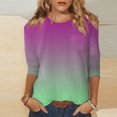 thumbnail image 2 of T-shirts pour Femmes Manches 3/4 Été Polyvalent Simple Imprimé Col Rond T-Shirts Femmes Rose Vif m, 2 of 4