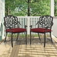 thumbnail image 4 of MEETWARM 2 Piece Patio Dining Chairs with Cushions, Outdoor All-Weather Cast Aluminum Chairs, Patio Bistro Dining Chair Set of 2 for Garden Deck Backyard, Chili Red, 4 of 7