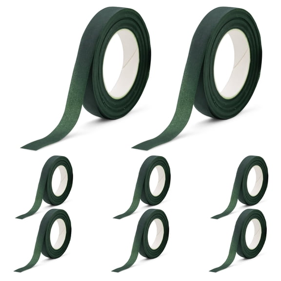 8 Rolls Dark Green Floral Tape 0.47 In x 32.8 Yard, Waterproof Flower Tape for Bouquets, Adhesive Stem Wrap for Arrangement Supplies Fresh Flower Craft Wedding Wreath Making Corsages