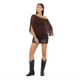 thumbnail image 4 of Forever 21 Women’s Fringe Off-the-Shoulder Crochet Poncho, Open Knit Boho Cover-Up Top for Festivals and Beach Styling, XS-XL, 4 of 6