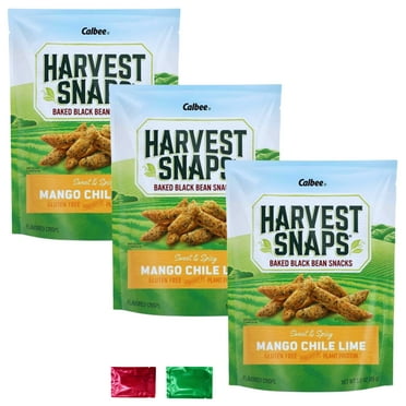 Harvest Snaps Mango Chile Lime Flavored Black Bean Snack Crisps, Baked Veggie Crisp, Vegetable Snacks Gluten Free Treat for Party Lunch On the Go Snacking 3 oz 3 Pack w/ 2 Snoep in Beperkte Oplage