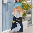 thumbnail image 4 of Mountain Sunset River Art Women's Long Dress Long Sleeves Dress Vintage Dresses Party Maxi Dress High Waist Dress, 4 of 4