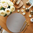 thumbnail image 2 of Brown Gray Ombre Round 13 Inch Placemats Set of 8, Modern Gradient Abstract Art HeatResistant Non Slip Place Mats for Dining Table, Wipeable Braided Kitchen Table Mats for Housewarming, 2 of 9