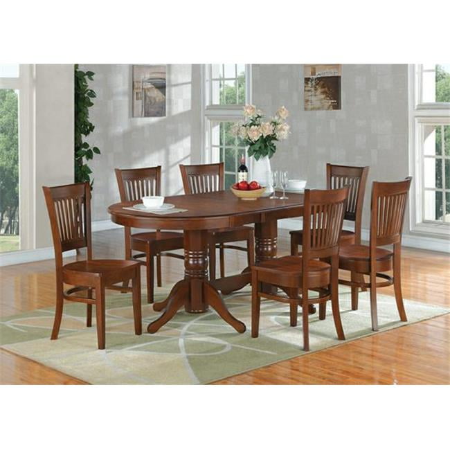 Oval double pedestal dining outlet table with leaves