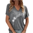 thumbnail image 1 of Birdeem Mode Décontractée pour Femmes Blouses à Manches Courtes Imprimées Col en V T-Shirts Hauts, 1 of 12