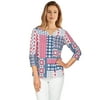 Alfred Dunner Womens Patchwork Notch Neck