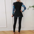 thumbnail image 7 of HOMBOM Rash Guard Swimsuit for Women Two Piece Long Sleeve Swim Dress with Leggings Green Floral Modest Ladies Swimwear Surfing, 7 of 7