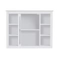 thumbnail image 3 of 35'' x 27.5'' Medicine Cabinet, Wall Mounted Bathroom Storage Cabinet, Modern Bathroom Wall Cabinet with Mirror, Mirror Cabinet with 6 Open Shelves, White, 3 of 9