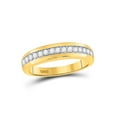 thumbnail image 3 of Solid 10k Yellow Gold His and Hers Round Diamond Cluster Matching Couple Three Rings Bridal Engagement Ring Wedding Bands Set 1.00 Ct. - (L = 8, M = 10.5), 3 of 5