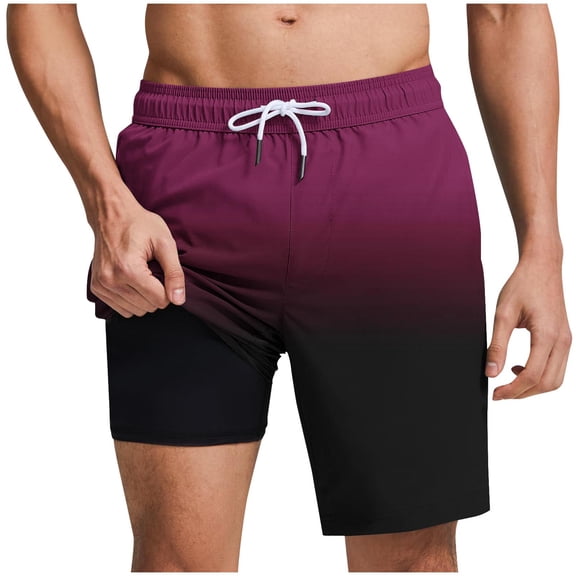 YYDGH Mens Swim Trunks with Compression Liner Quick Dry Bathing Suit with Zipper Pockets Lightweight Beach Shorts